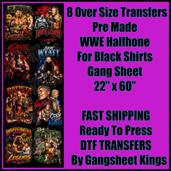 WWE Halftoned For Black Shirts Gangsheet