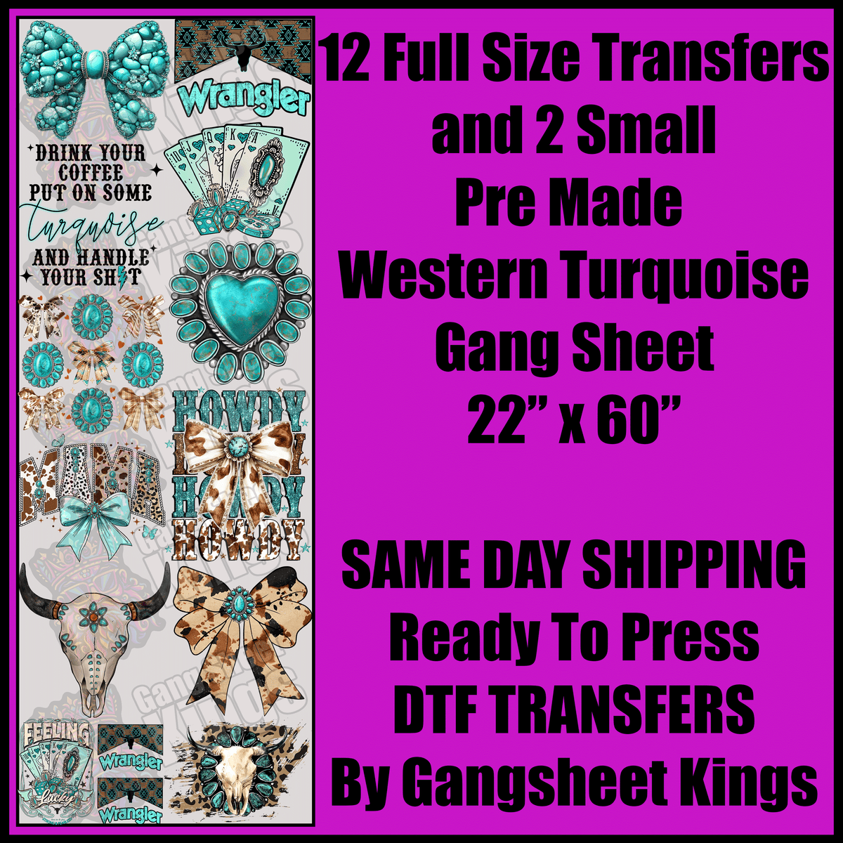 Western Turquoise Gang Sheet