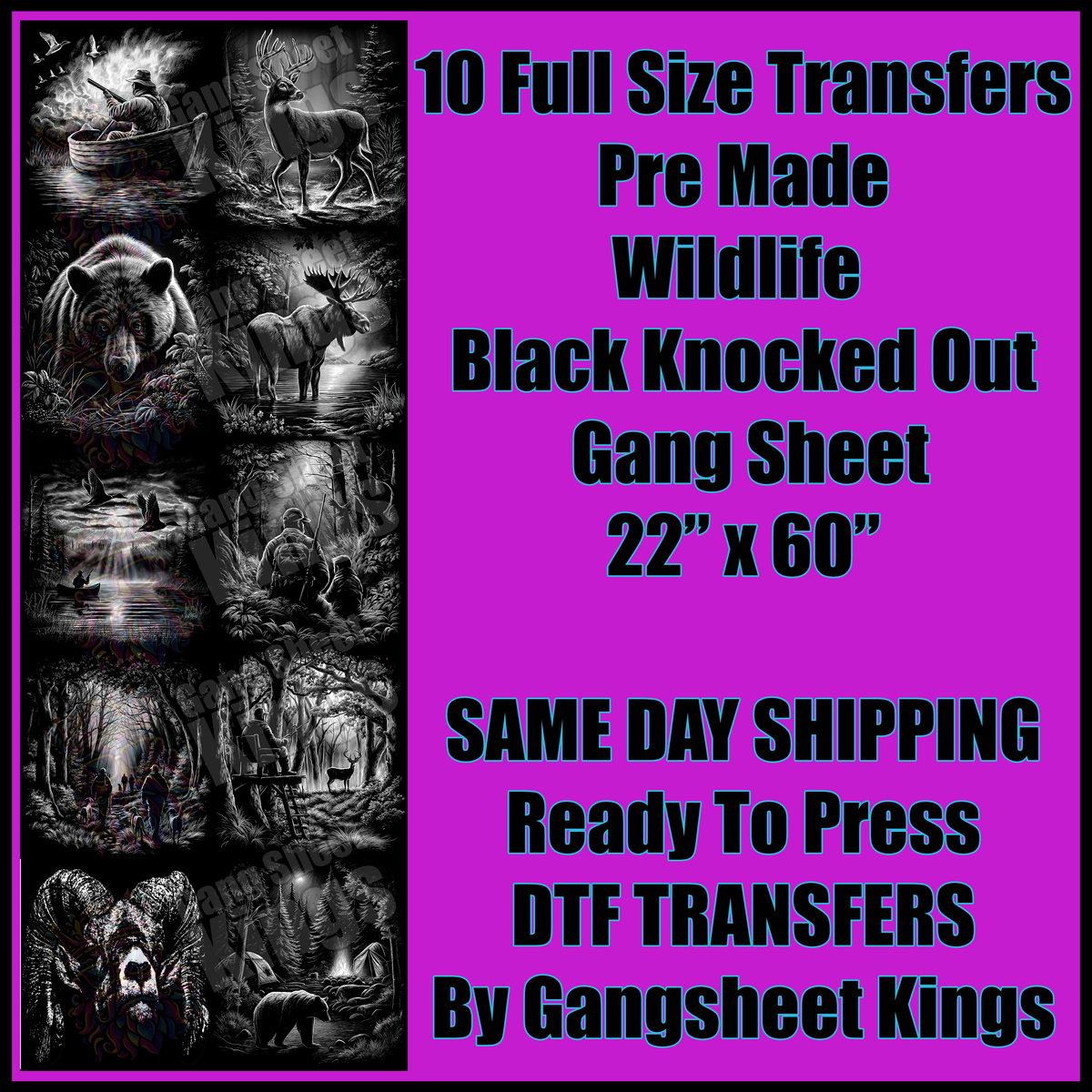 Wildlife Black Knocked Out Gangsheet