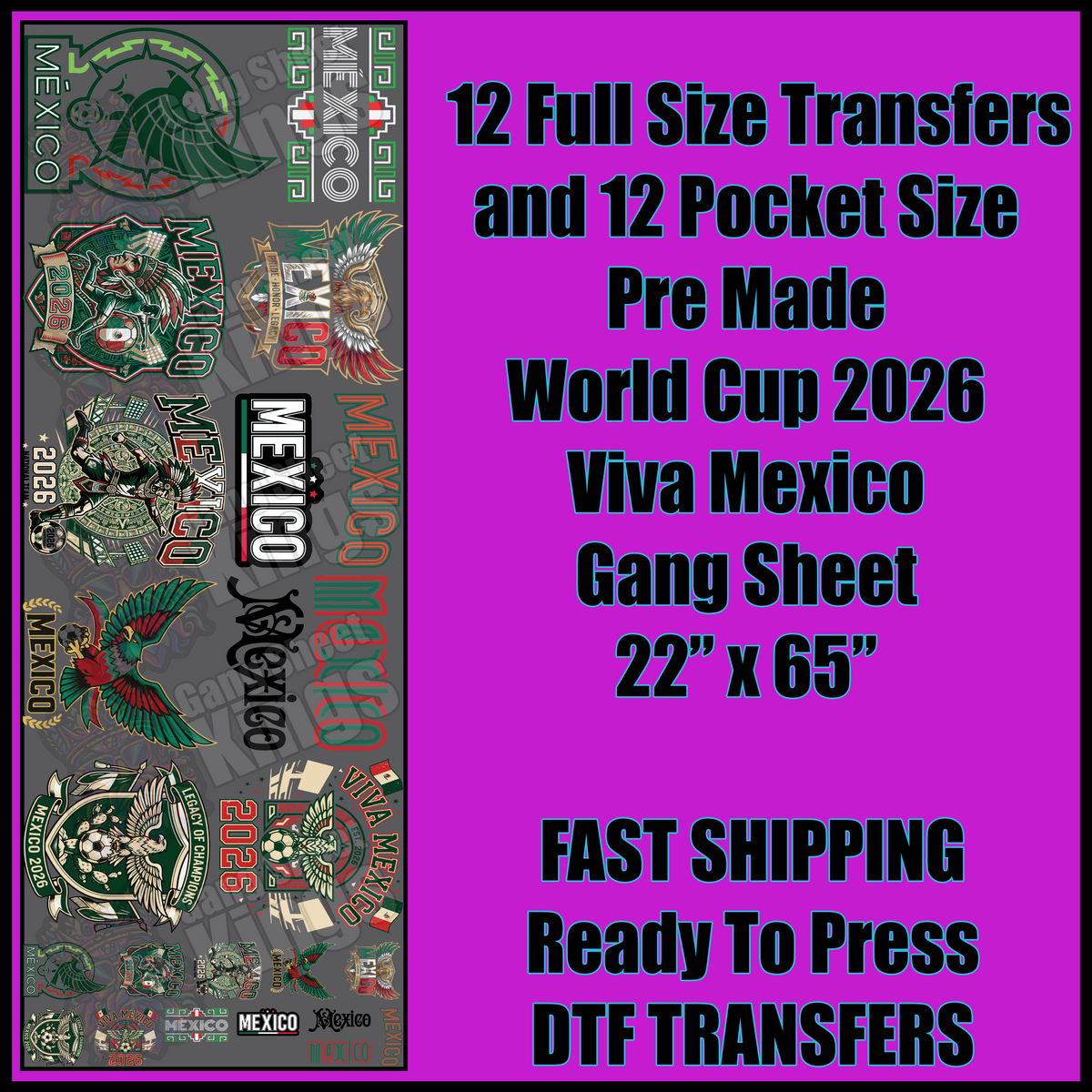 World Cup 2026 Viva Mexico Soccer Gangsheet