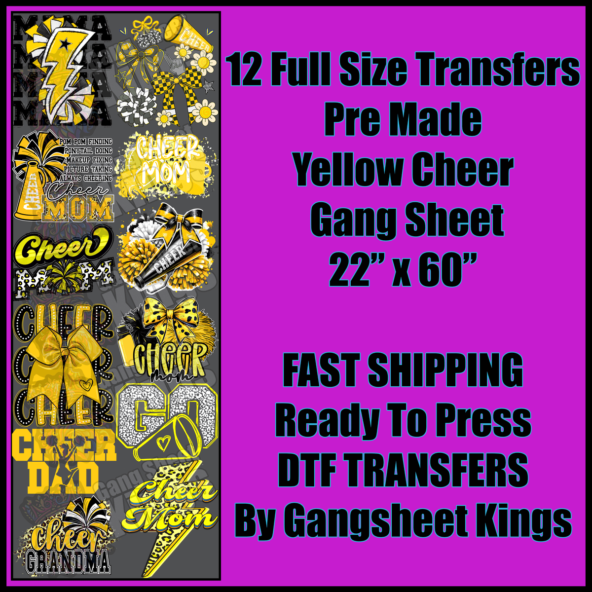 Yellow Cheer Sports Gangsheet