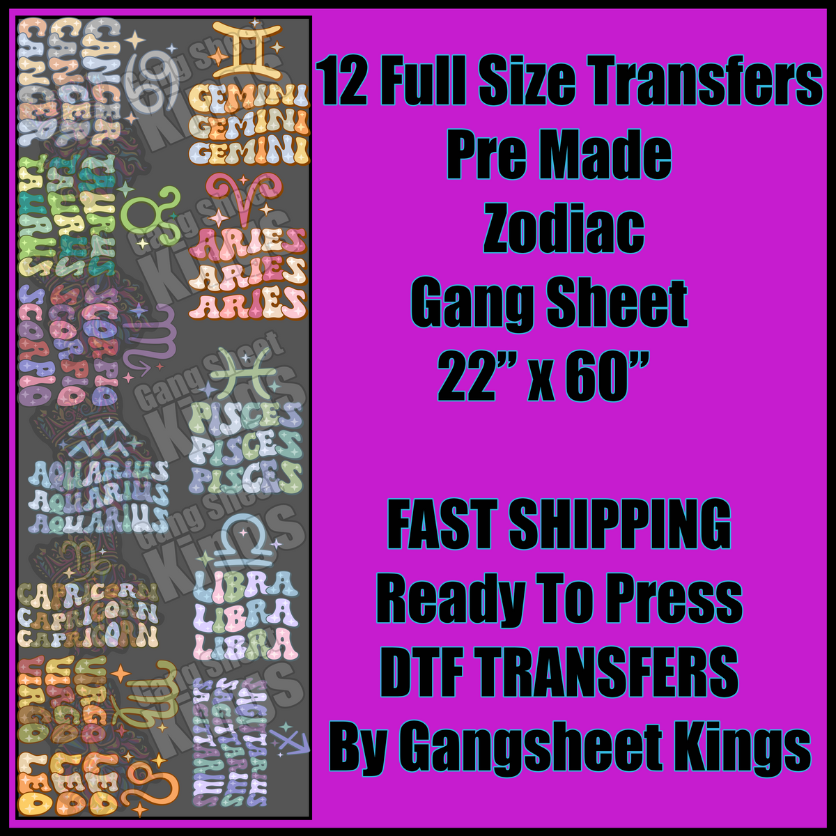 Zodiac Gangsheet